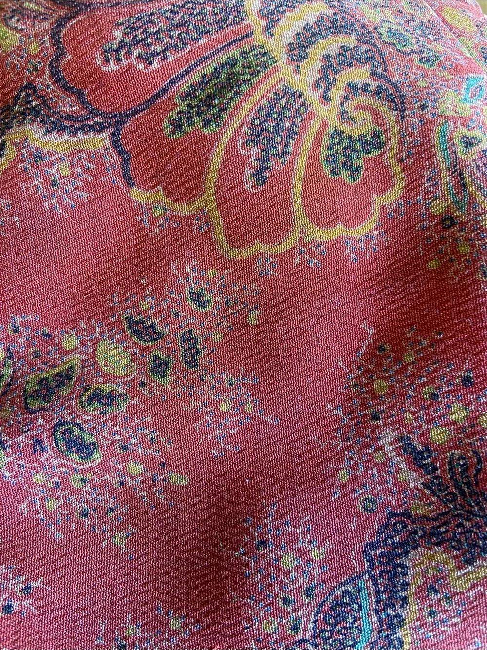 Vintage 1950s Lucite Handle Paisley Tapestry Handbag Coral Pink Retro Purse